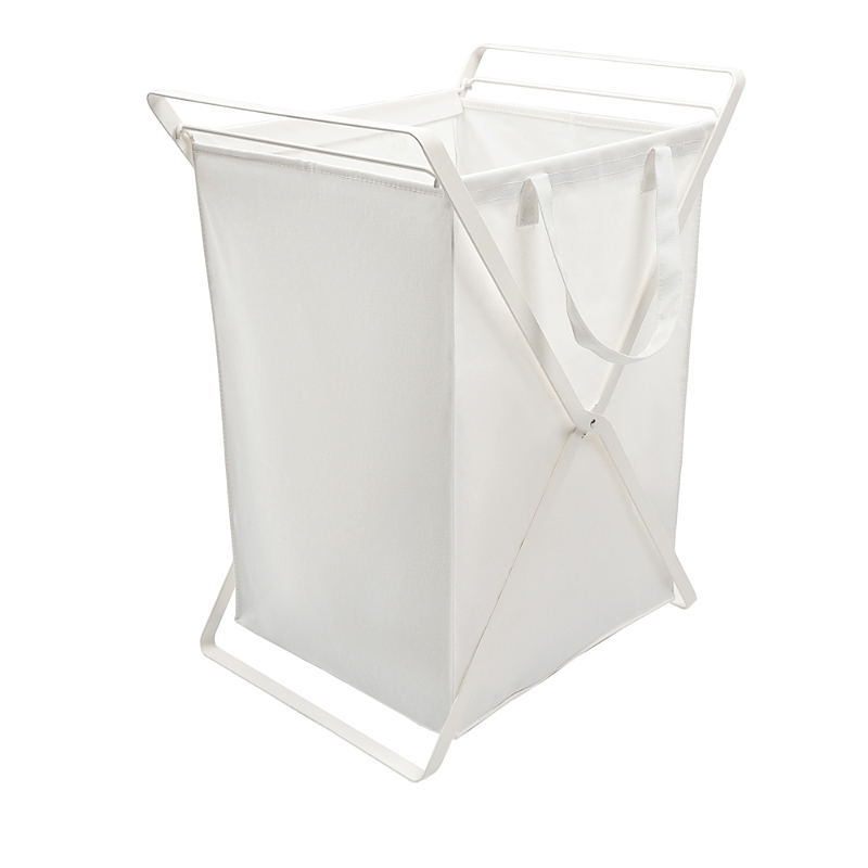 Yamazaki Collapsible Laundry Hamper, Wide In White