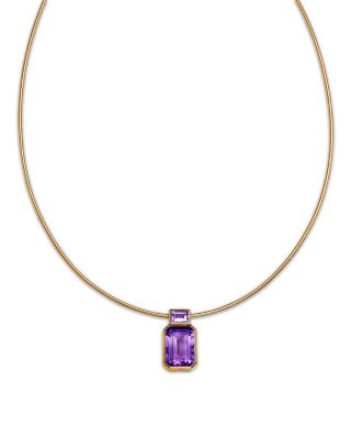 Bloomingdale's Fine Collection - Amethyst & Pink Amethyst Emerald Cut Pendant Necklace in 14K Yellow Gold, 18"