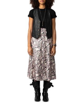 June Twill Chain Print Silk Skirt 