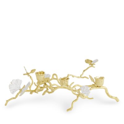 Butterfly Ginkgo Gold Low Candleholders 