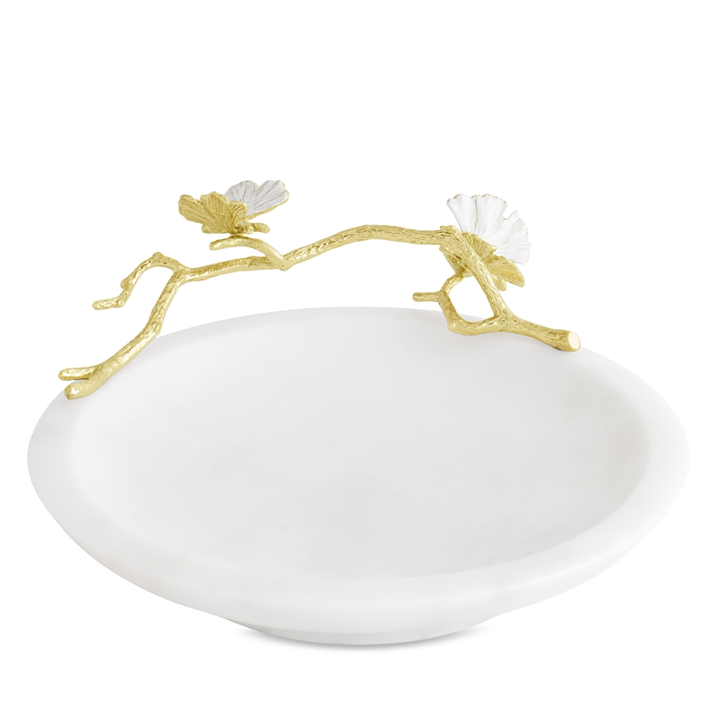 Michael Aram Butterfly Ginkgo White And Gold Trinket Dish