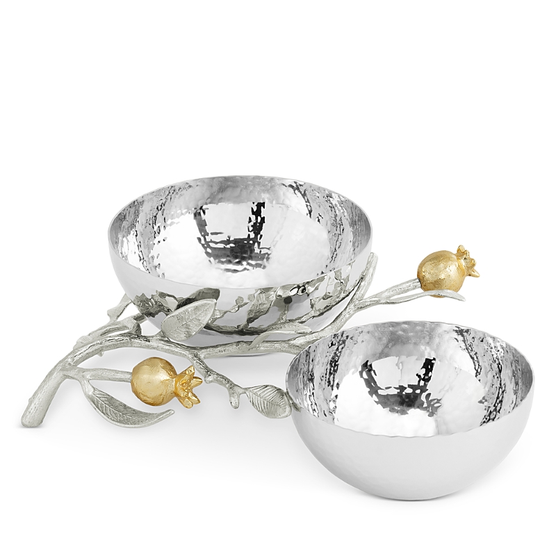 Michael Aram Pomegranate Silver And Gold Double Bowl In Silver