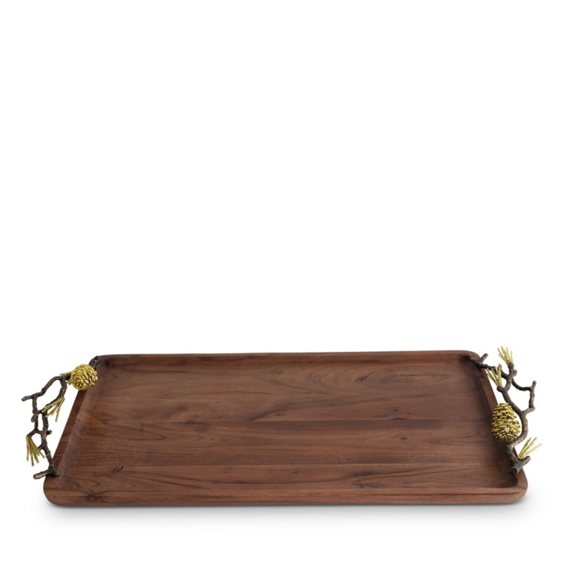 Michael Aram Pine Cone Medium Wood Tray in Brown