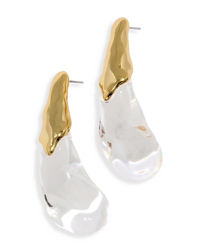 Alexis Bittar Liquid Lucite Arched Drop Earrings In 14k Gold Plated In Gold