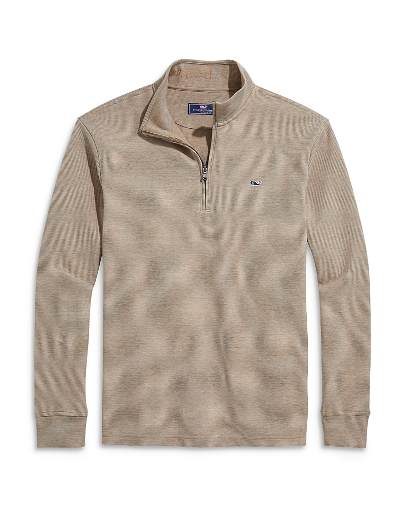 Vineyard Vines Saltwater Stripe Quarter Zip Pullover In Brown