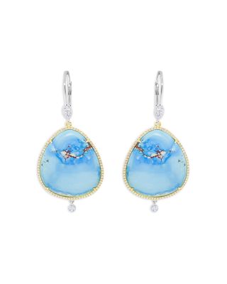 Meira T 14K Yellow & White Gold Turquoise & Diamond Drop Earrings