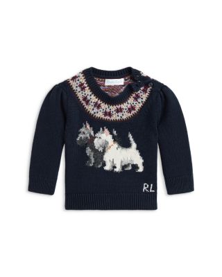 Ralph Lauren - Girls' Cotton Intarsia Dog Fair Isle Sweater - Baby