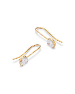 14K Yellow Gold Lab Grown Diamond Oval Drop Earrings  