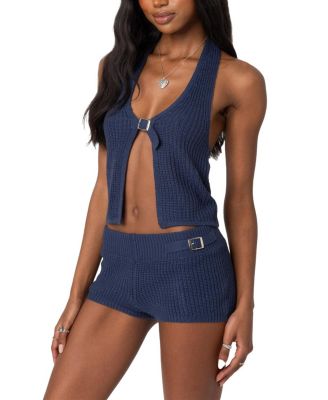 Weekender Belted Knit Halter Top
