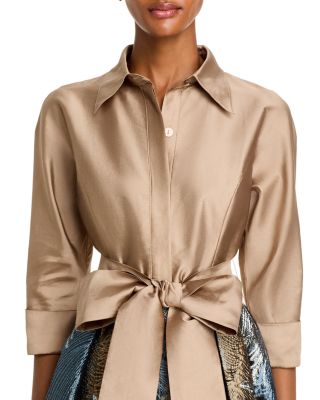 Metallic Jacquard Shirt Dress Gown