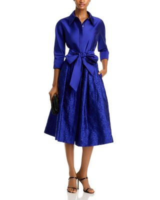 Embroidered Sash Belt Shirt Dress