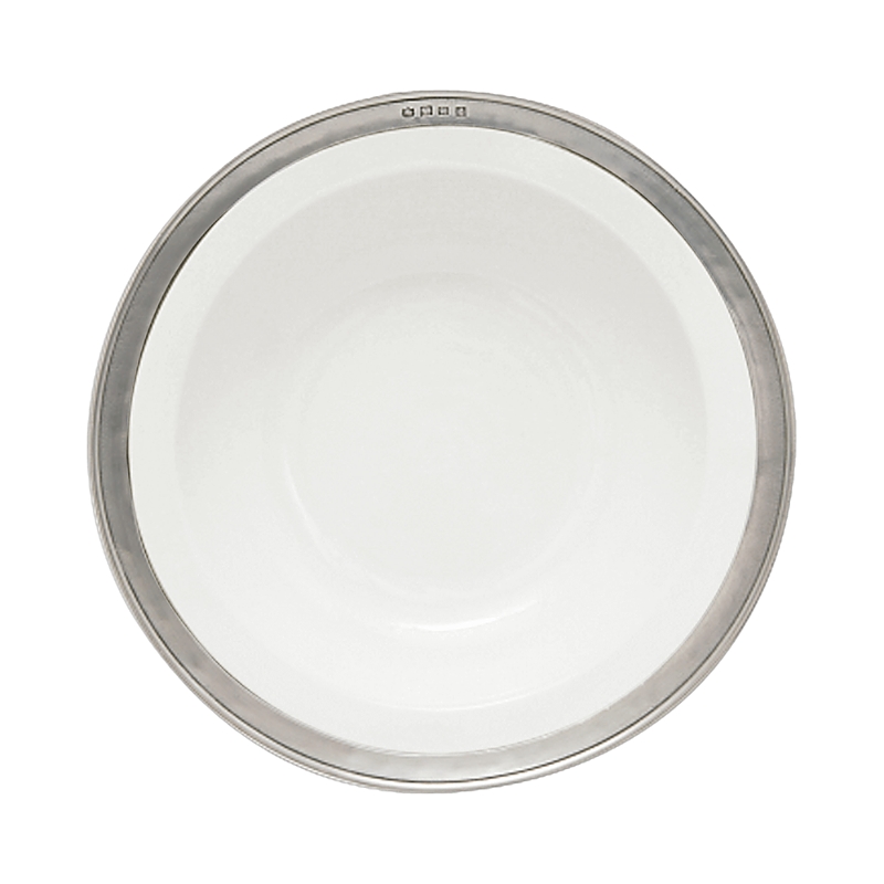 Match Convivio Small Round Serving Bowl In Pewter/white