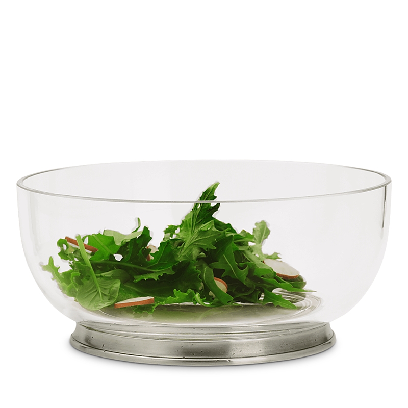 Match Medium Round Crystal Salad Bowl In Pewter