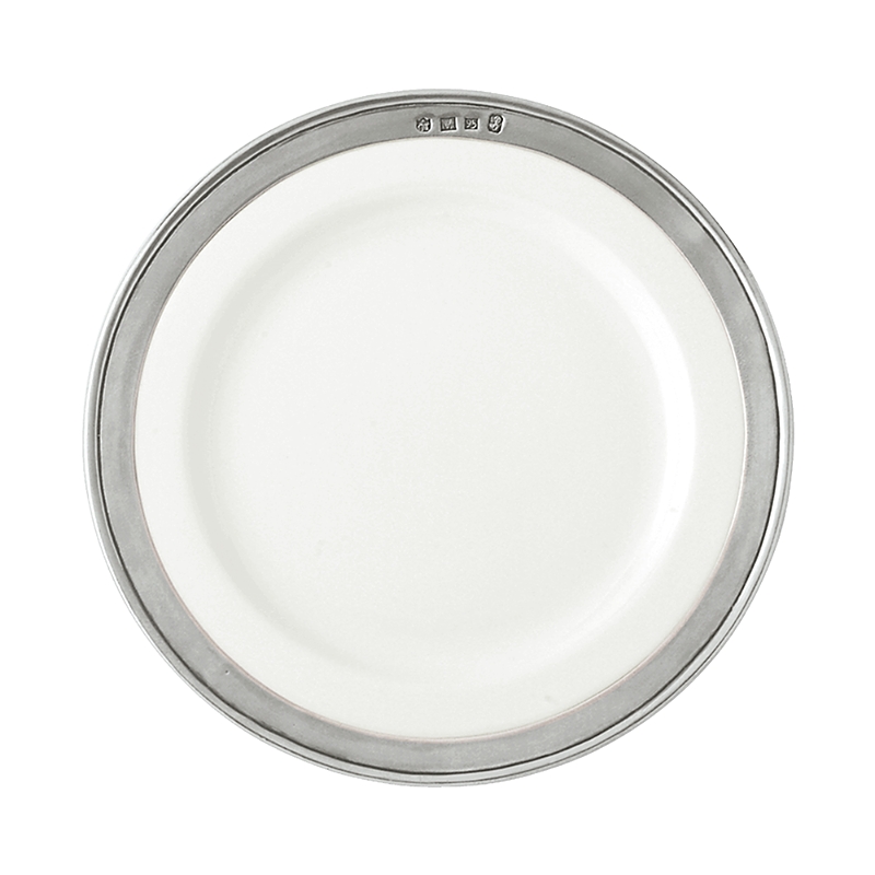 Match Convivio Ceramic & Pewter Salad/dessert Plate In Pewter/white