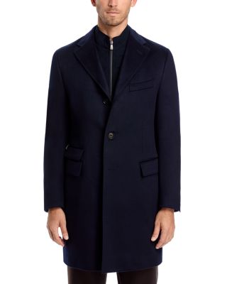 Wool Topcoat with Zip Out Microsuede Bib 