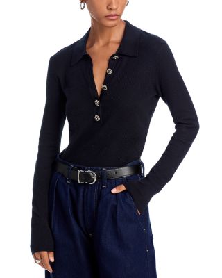 Sterling Jewel Button Collared Sweater