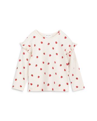 Miles The Label - Girls' Strawberry Print on Birch Jersey Top - Little Kid