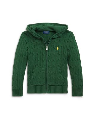 Ralph Lauren - Boys' Cable Cotton Hooded Full-Zip Sweater - Little Kid