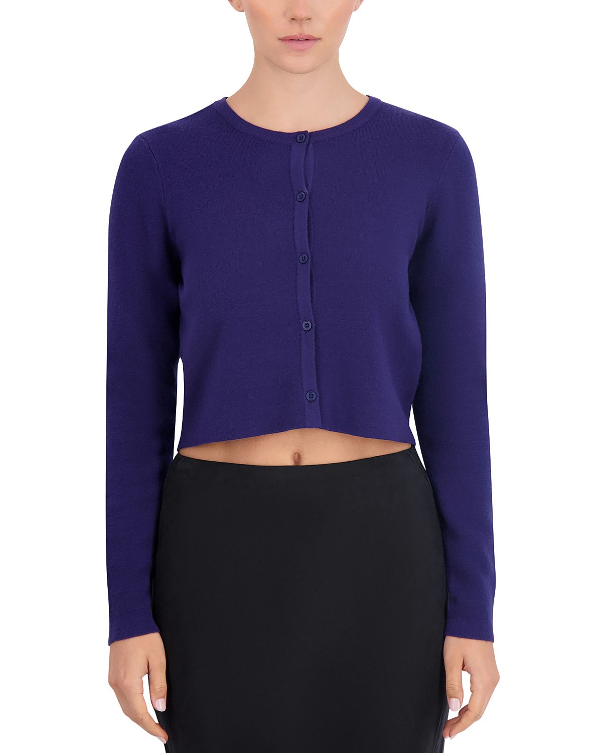 Point Cropped Crewneck Cardigan