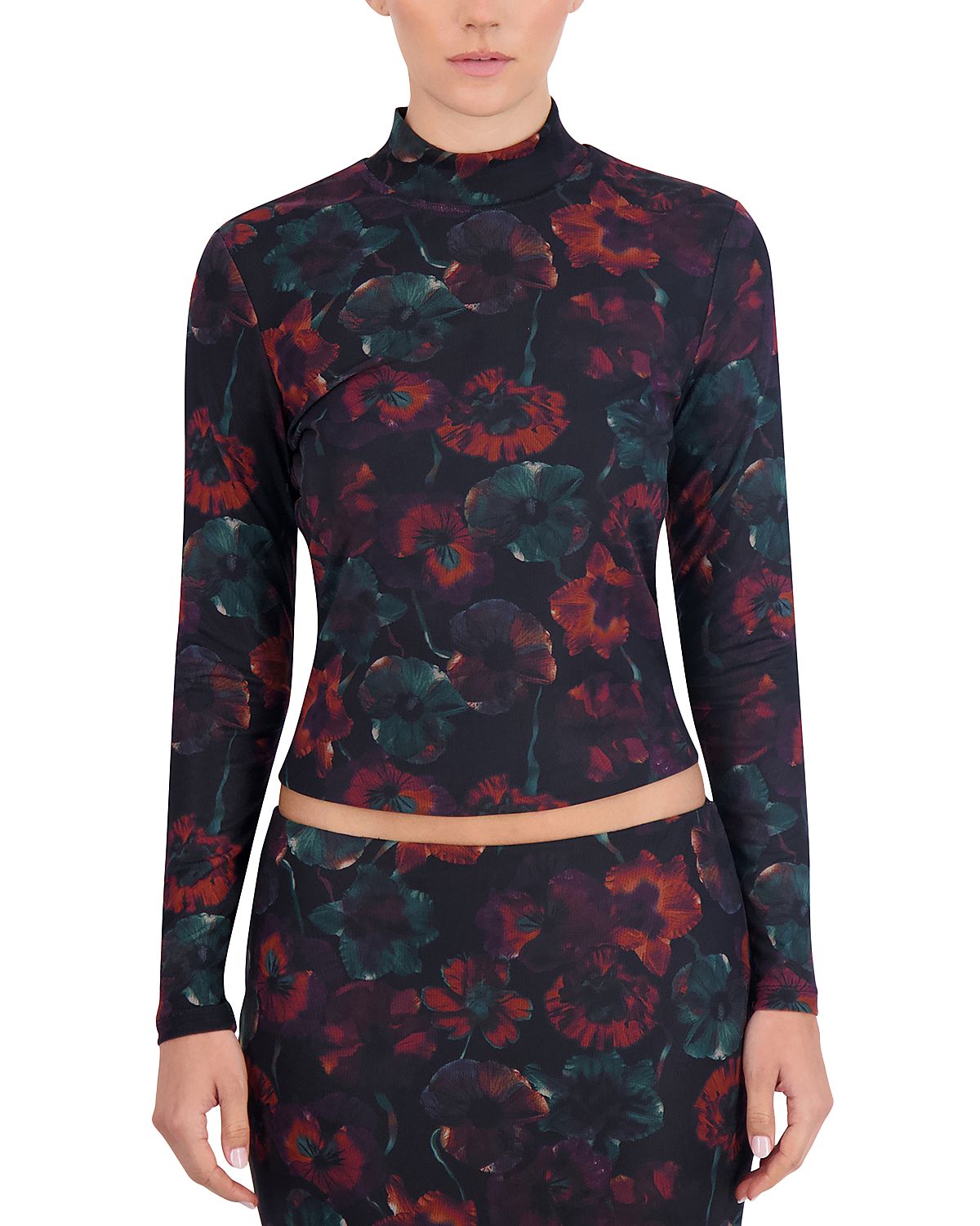 Point Mesh Mock Neck Top