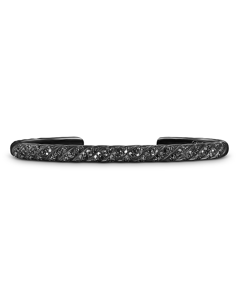 David Yurman Men's Sculpted Cable Cuff Bracelet in Black Titanium with Black Diamonds, 5.5mm