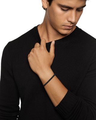 Men's Sculpted Cable Cuff Bracelet in Black Titanium with Black Diamonds, 5.5mm