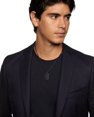 Men's Sculpted Cable Tag in Black Titanium with Black Diamonds, 35mm