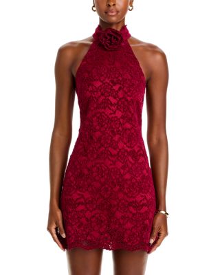 Tallie Lace Rosette Halter Dress