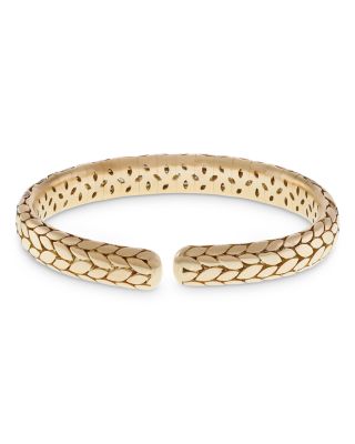 18K Yellow Gold Pav&eacute; Diamond Leaf Bangle Bracelet - Exclusive, Italy Campaign