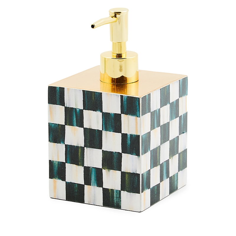 Mackenzie-childs Courtly Check Lacquer Soap Pump In Green