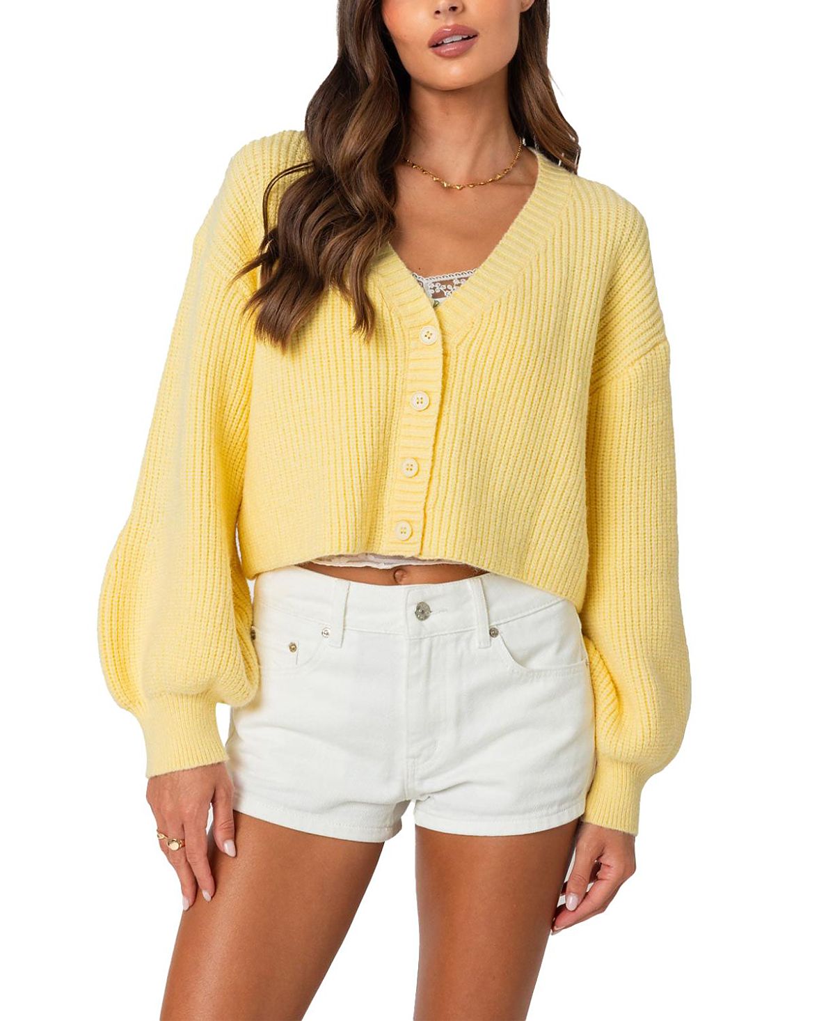 Edikted Sabrina Chunky Knit Cropped Cardigan
