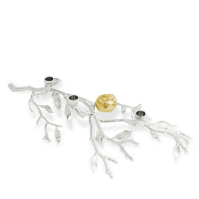 Pomegranate Silver and Gold Tone Low Candleholder