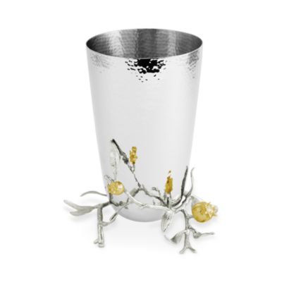 Pomegranate Silver and Gold Vase