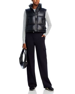 Faux Leather Puffer Vest - Exclusive 