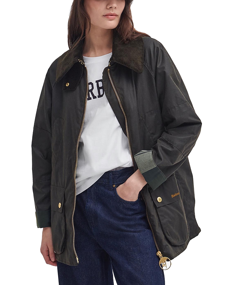 Barbour Black Cotton Allerston Wax Coat In Black