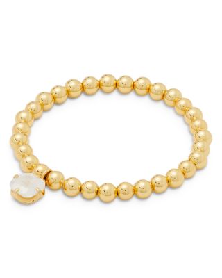 kate spade new york Pop Of Joy White Cubic Zirconia Charm Beaded Stretch Bracelet