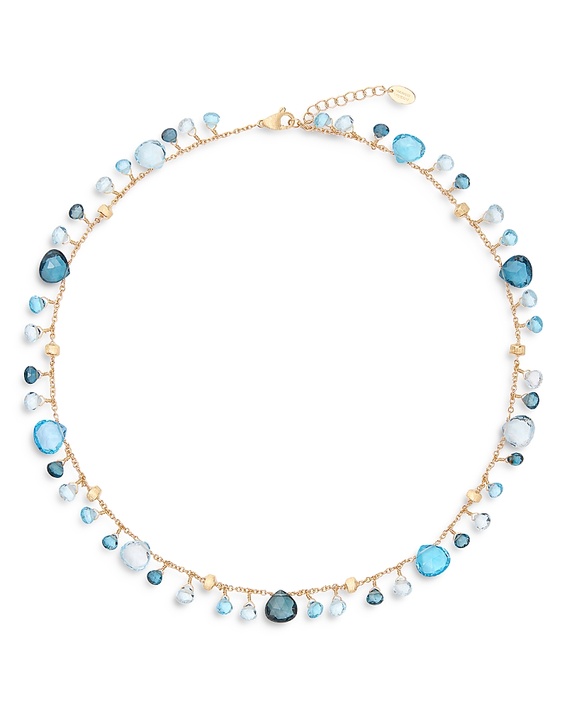 Marco Bicego 18K Yellow Gold Paradise Topaz London Blue & Swiss Blue Topaz Dangling Collar Necklace, 16.5