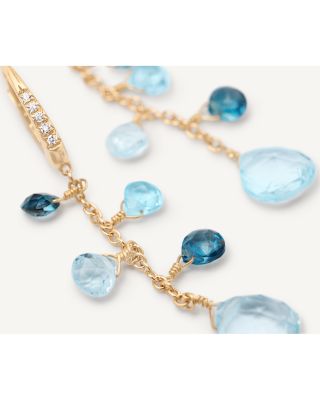 18K Yellow Gold Paradise Topaz London Blue Topaz, Swiss Blue Topaz & Diamond Leverback Drop Earrings
