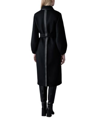 【Mackage】ZEVA-HB  ロングウール ヘリンボーントレンチ Zeva-HB, long wool herringbone trench with leather detail
