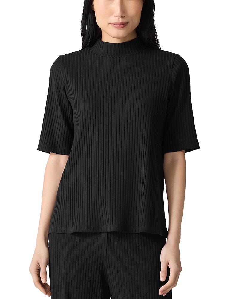 Eileen Fisher Mock Neck Elbow Sleeve Top