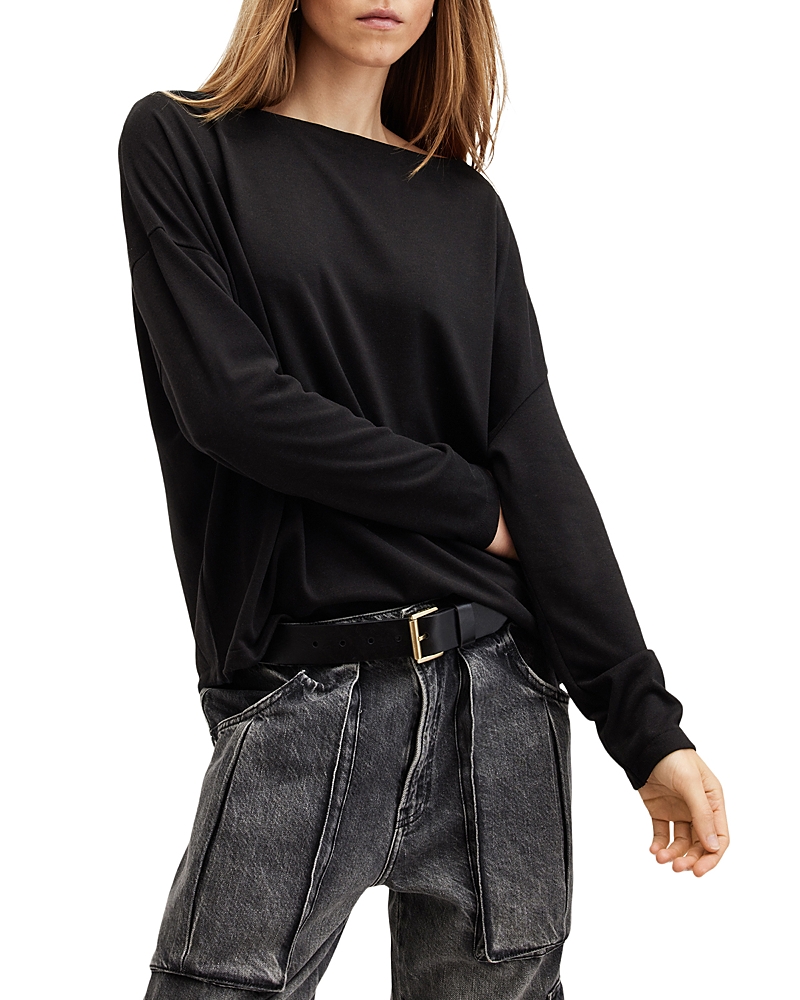 Allsaints Francesco Rita Oversize Long Sleeve T-shirt In Black In Black
