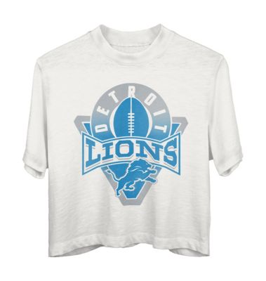 Junk Food Clothing - Women's NFL Detroit Lions Mock Neck Crop Tee