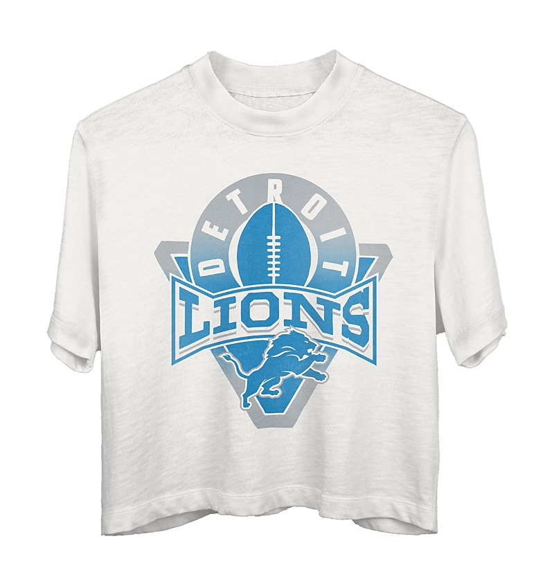 Junk Food Clothing Women's Nfl Detroit Lions Mock Neck Crop Tee