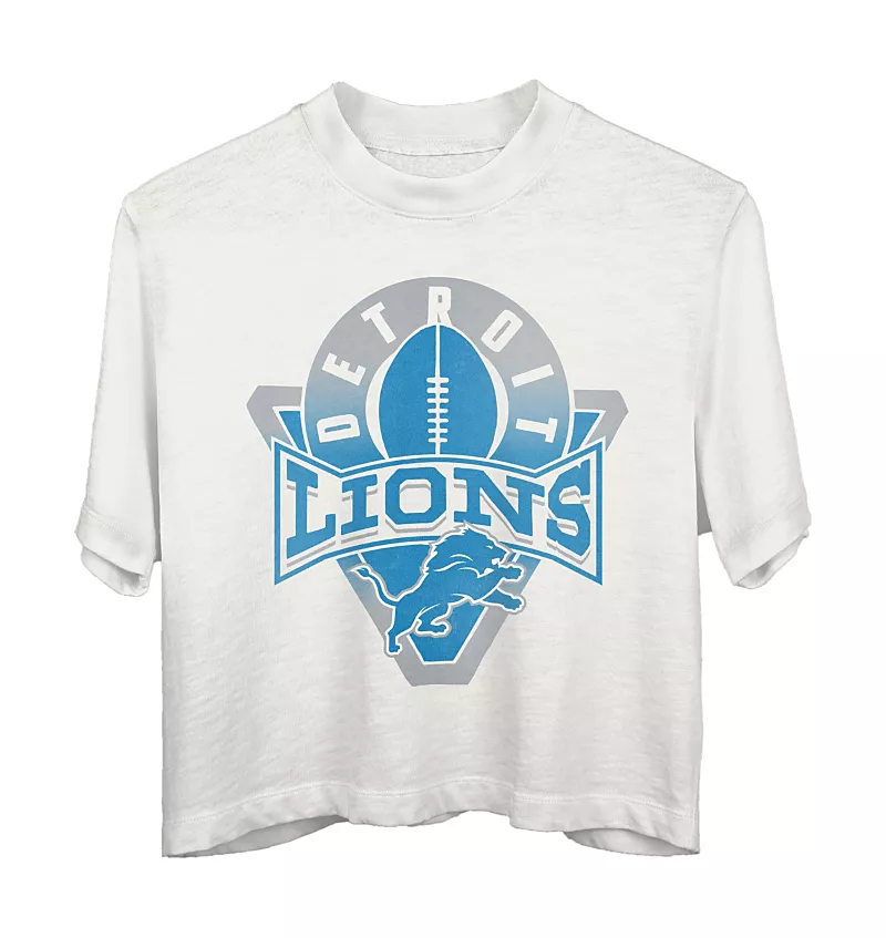 Junk Food Clothing Women's Nfl Detroit Lions Mock Neck Crop Tee