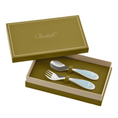 Talisman Silverplated, Ice Blue Flatware Set for Baby (Fork and Spoon)