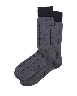 Marcoliani - Pima Cotton & Nylon Windowpane Mid Calf Socks