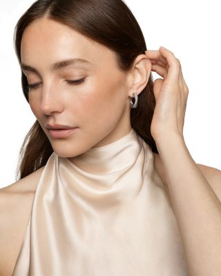 Crossover Hoop Earrings in Sterling Silver with Diamonds, 22.4mm