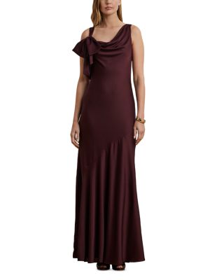 Ralph Lauren - Bow Trim Charmeuse Cowlneck Gown