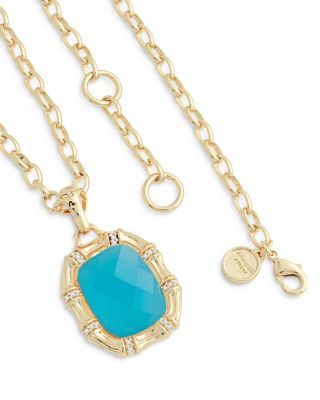 Bamboo Turquoise Colored Stone Necklace, 18"- 20"