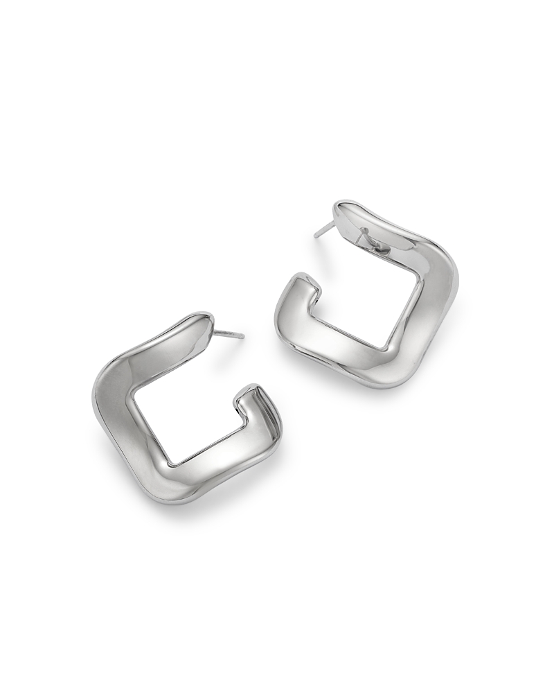 Bloomingdale's Fine Collection Twisted Square Hoop Earrings in Sterling Silver